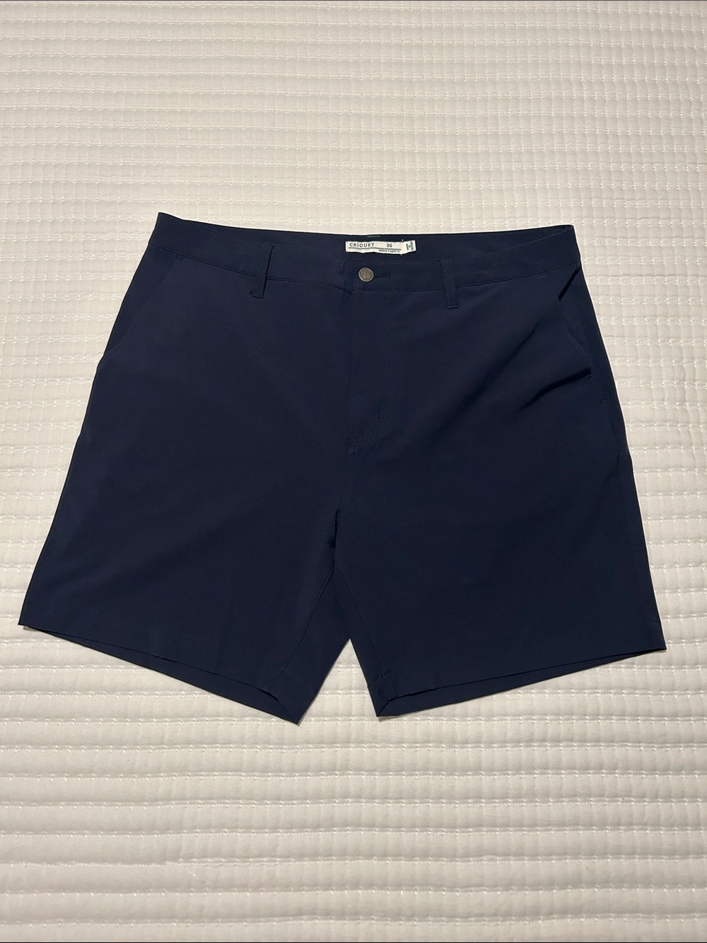 Criquet Navy Flat-Front Performance Shorts 36” Waist